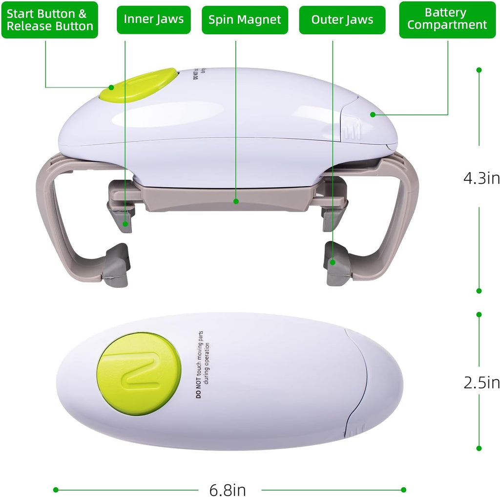 YUET Elektrischer Dosenöffner, Küchenhelfer, robust, automatischer Dosenöffner für neue versiegelte Gläser, freihändiger Dosenöffner mit weniger Aufwand beim Öffnen - Weiß