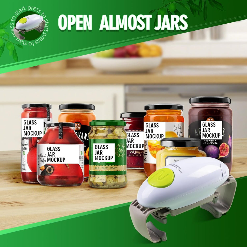 YUET Elektrischer Dosenöffner, Küchenhelfer, robust, automatischer Dosenöffner für neue versiegelte Gläser, freihändiger Dosenöffner mit weniger Aufwand beim Öffnen - Weiß