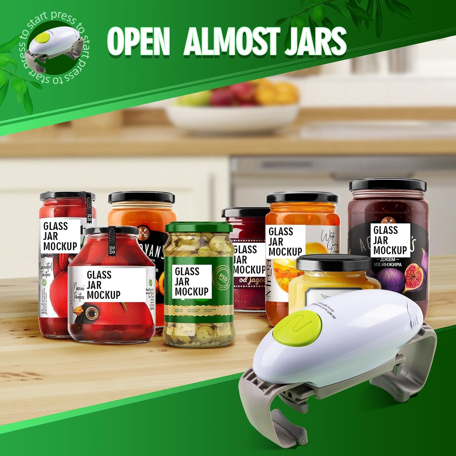 YUET Elektrischer Dosenöffner, Küchenhelfer, robust, automatischer Dosenöffner für neue versiegelte Gläser, freihändiger Dosenöffner mit weniger Aufwand beim Öffnen - Weiß