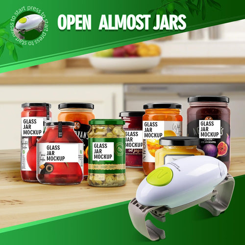 YUET Elektrischer Dosenöffner, Küchenhelfer, robust, automatischer Dosenöffner für neue versiegelte Gläser, freihändiger Dosenöffner mit weniger Aufwand beim Öffnen - Weiß