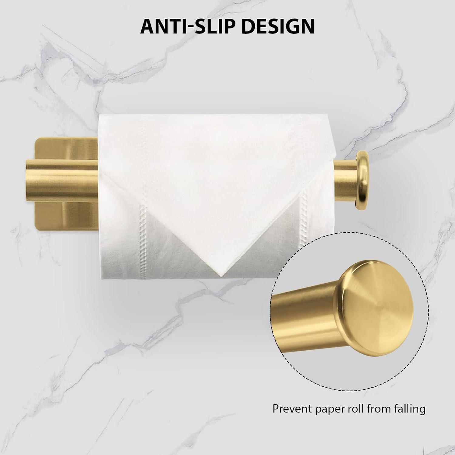 YUET Porta Carta Igienica Adesivo Portarotolo Carta Igienica Senza Foratura Acciaio Inox SUS304 per Bagno e Toilette (Oro)