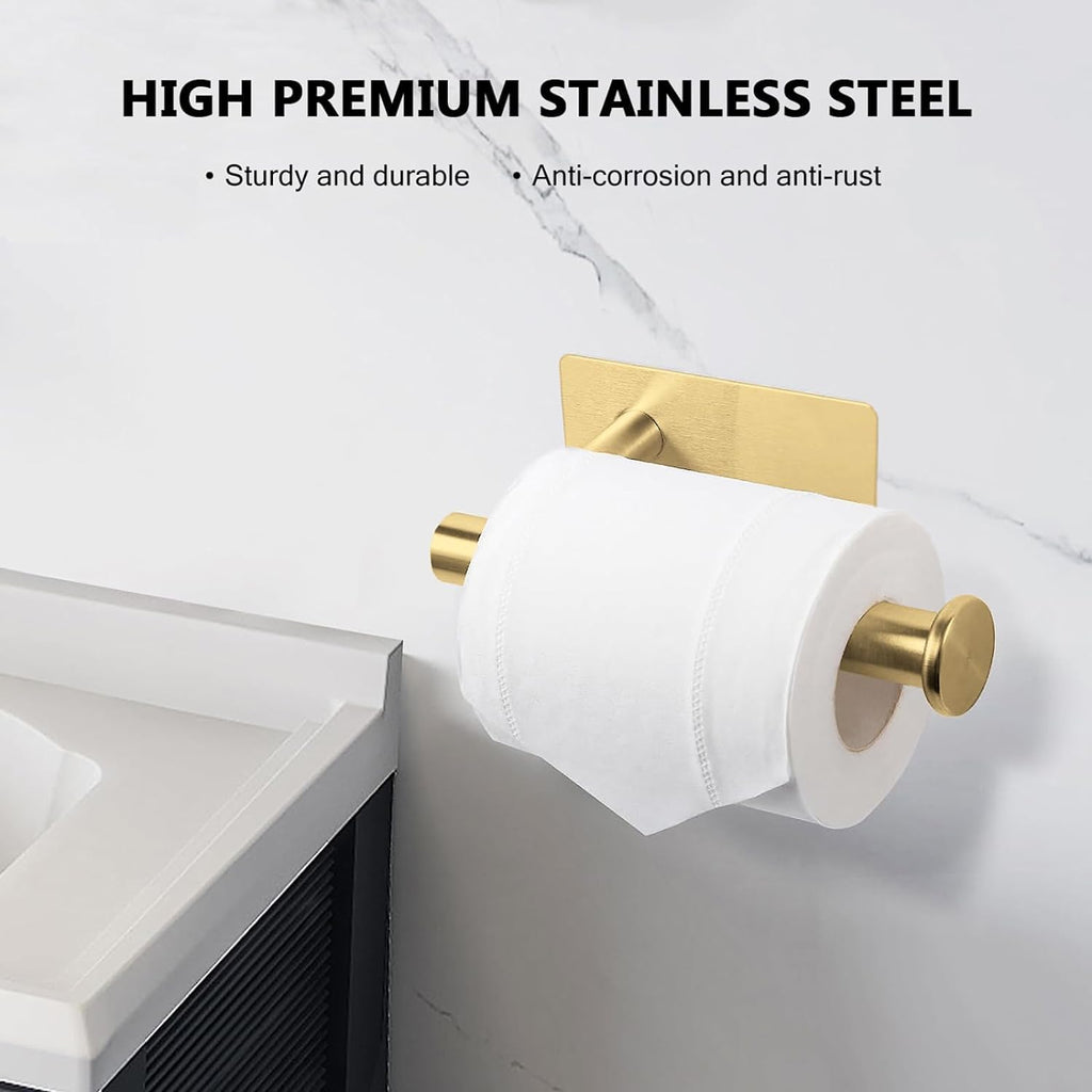 YUET Porta Carta Igienica Adesivo Portarotolo Carta Igienica Senza Foratura Acciaio Inox SUS304 per Bagno e Toilette (Oro)
