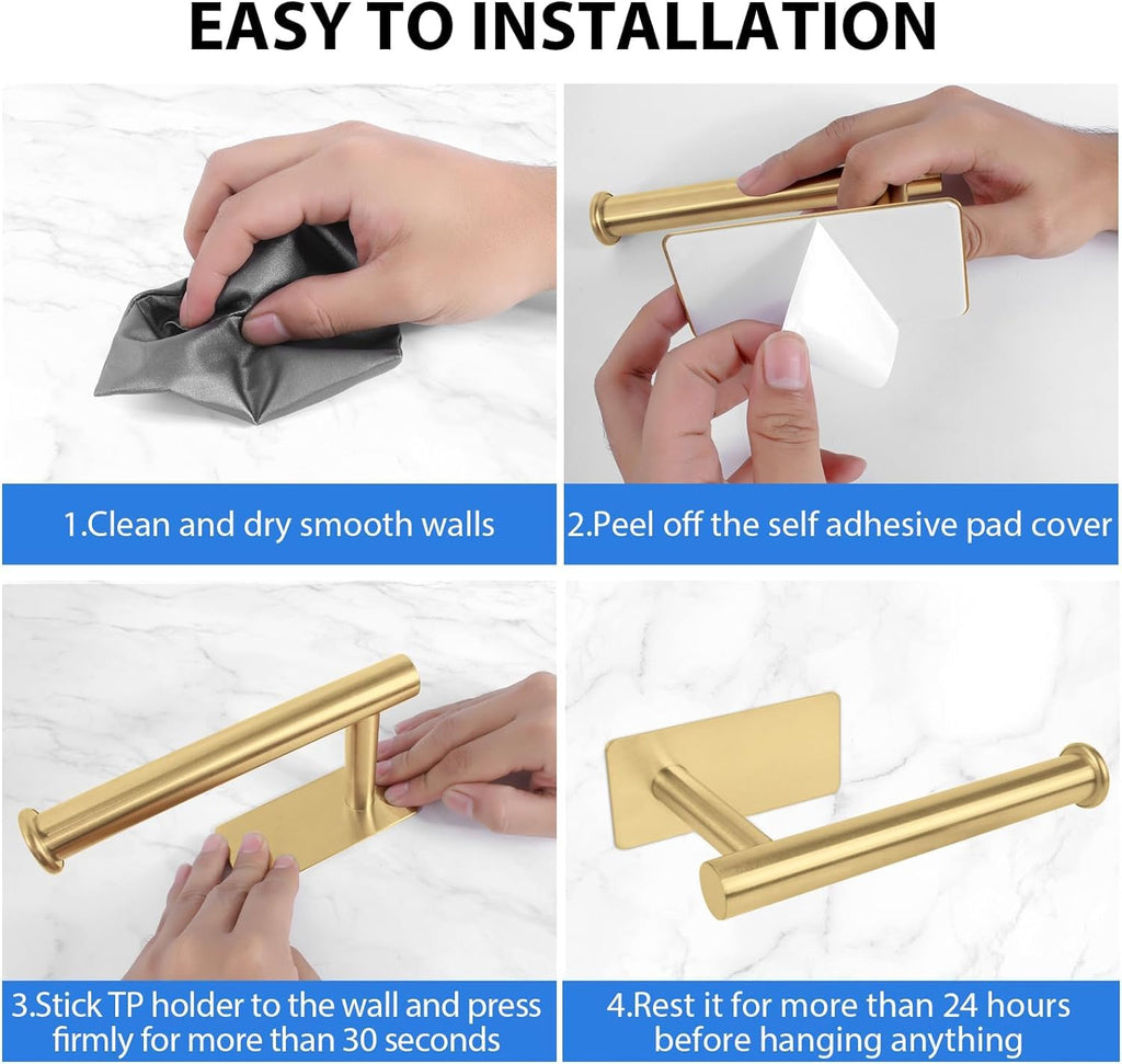 YUET Porta Carta Igienica Adesivo Portarotolo Carta Igienica Senza Foratura Acciaio Inox SUS304 per Bagno e Toilette (Oro)